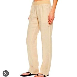 Toad & Co. Lina Linen Pants in Brown Rice Color size XL